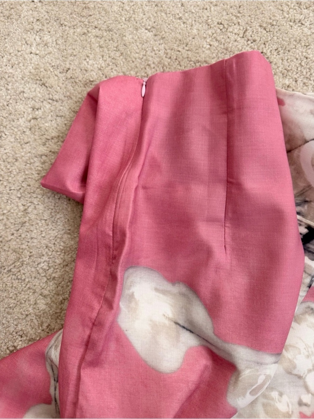 Pink Floral Midi Skirt with White Blossom Print - Picture 5 of 5